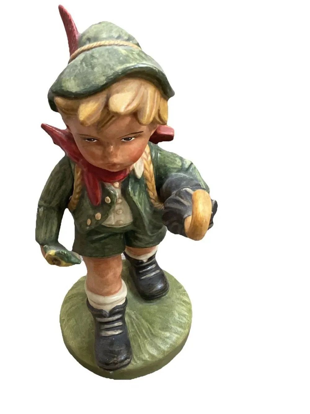Hummel Like Figurine. Boy with Umbrella and Backpack 10”